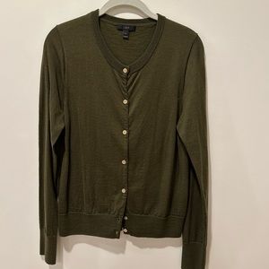 J. Crew Wool Jackie Cardigan in Olive Size L